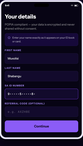 Verified with your SA ID.