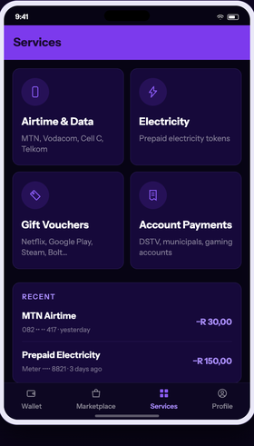 Airtime, lights and accounts.